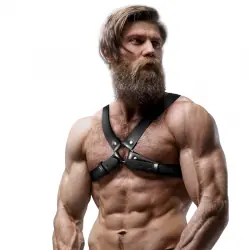 Fetish submissive attitude - arnés bulldog ajustable ecopiel pecho cruzado hombre