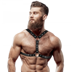 Fetish submissive attitude - arnés ecopiel pecho con doble sujeción y tachuelas hombre