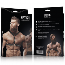 Fetish submissive attitude - arnés ecopiel pecho con doble sujeción y tachuelas hombre