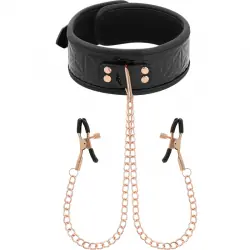 Begme - black edition collar con cadenas y pinzas pezones con forro de neopreno
