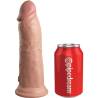 Dildo King Cock Elite de 20,3 cm del kit Deluxe junto a una lata