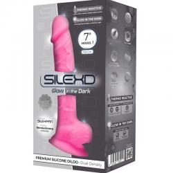 Silexd - modelo 1 pene realistico silicona premium silexpan rosa fluorescente 17.5 cm