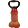 Abridor de pie con forma de pene en tono claro, glande rojizo y abridor metálico
