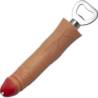 Abridor con forma de pene grande en tono claro, glande rojo y abridor metálico