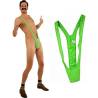 Diablo Picante trikini de hombre verde, puesto y la prenda sola