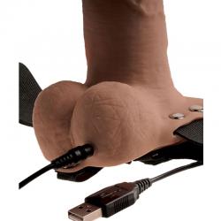 Fetish fantasy series - arnes ajustable pene realistico con testiculos recargable y vibrador 15 cm