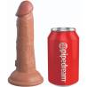 King Cock Elite de 15,2 cm caramelo junto a una lata, para ver su tamaño