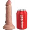 King Cock Elite de 15,2 cm color claro junto a una lata