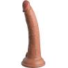 Dildo King Cock Elite caramelo de 17,8 cm visto de lado, con su curva