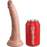 King Cock Elite de 17,8 cm color claro junto a una lata