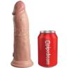 Dildo King Cock Elite de 8 pulgadas junto a una lata para comparar el tamaño