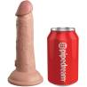 King Cock Elite vibrador de 15,2 cm color claro junto a una lata