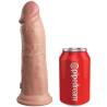 King Cock Elite vibrador de 20,3 cm color claro junto a una lata