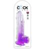 Blíster del King Cock Clear 9 pulgadas con testículos morado