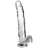 King Cock Clear 11" transparente con testículos, de frente