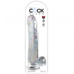 King cock clear - dildo con testiculos 24.8 cm transparente