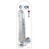 King Cock Clear 11" transparente con testículos, en su blíster