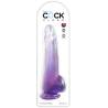 Blíster del King Cock Clear 10 pulgadas con testículos morado
