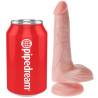 King Cock 6 pulgadas con testículos claro junto a una lata