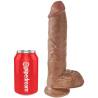 King Cock 10 pulgadas caramelo junto a una lata