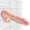 King Cock Plus 12 pulgadas con testículos fijado a la pared con su ventosa