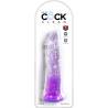 Dildo King Cock Clear 8" morado en su envase