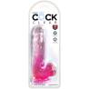 Blíster del King Cock Clear 6 pulgadas con testículos rosa
