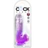 Blíster del King Cock Clear 6 pulgadas con testículos morado