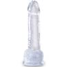 King Cock Clear 7 pulgadas con testículos transparente visto de frente
