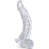 King Cock Clear 7,5 pulgadas con testículos transparente, de forma curvada