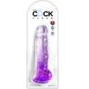 Blíster del King Cock Clear 8 pulgadas con testículos morado