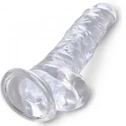 King cock clear - pene realistico con testiculos 16.5 cm transparente King cock clear - pene realistico con testiculos 16.5 cm transparente