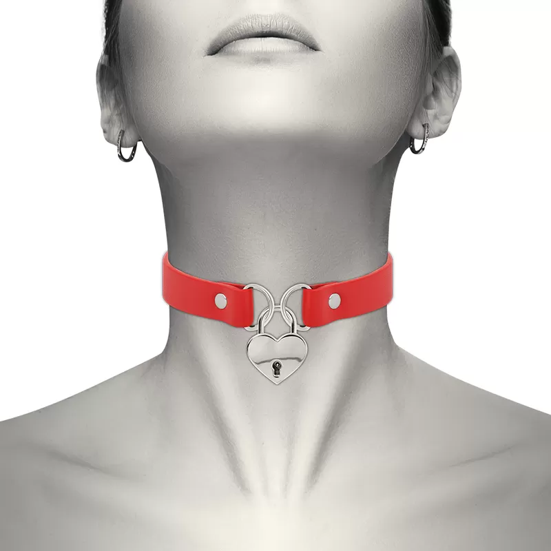 Coquette chic desire - collar cuero vegano rojo accesorio corazón con llave Coquette chic desire - collar cuero vegano rojo accesorio corazón con llave
