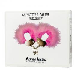 Adrien lastic - esposas metal con plumas rosa