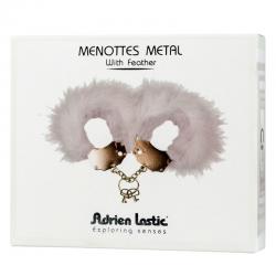 Adrien lastic - esposas metal con plumas blanco