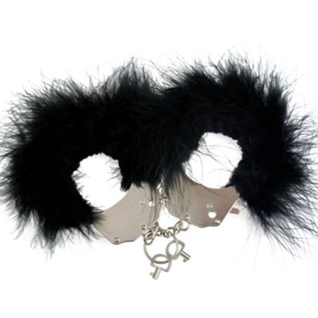 Adrien lastic - esposas metal con plumas negro - 1