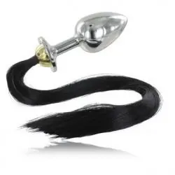 Metalhard plug anal acero con cola 8.89cm