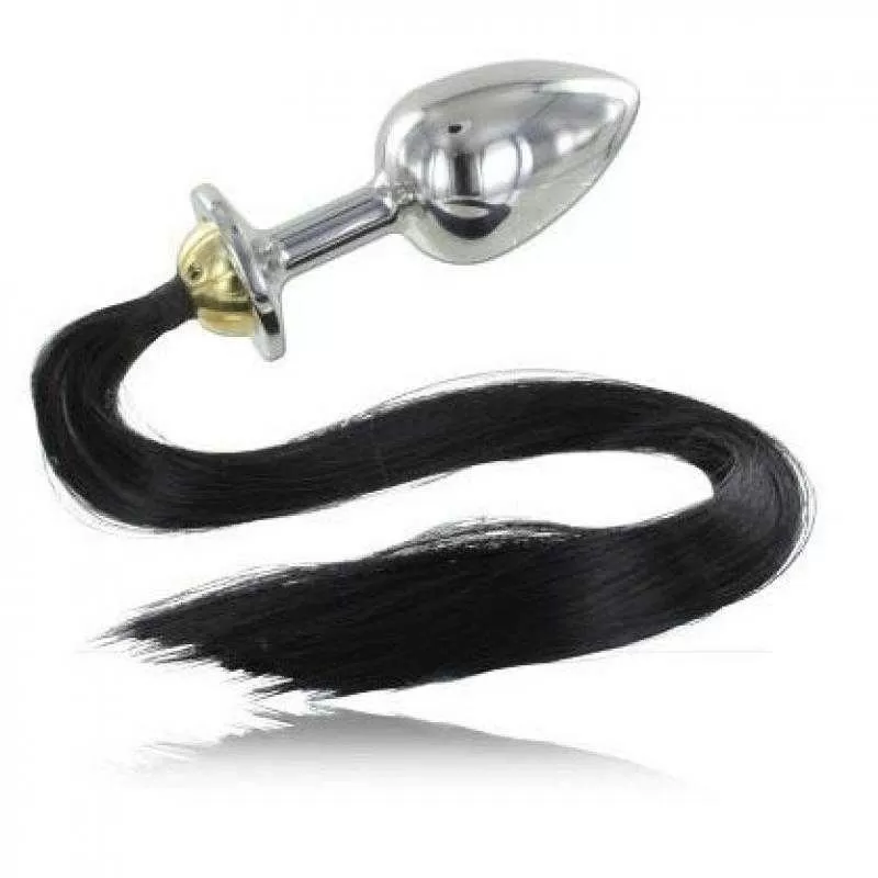 Metalhard plug anal acero con cola 8.89cm