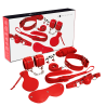 Experience kit BDSM rojo, contenido del kit junto a su caja