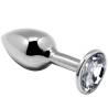 Plug anal de metal Alive talla M con joya blanca
