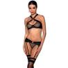 Set Passion Amanda Eco Collection con liguero, modelo de frente