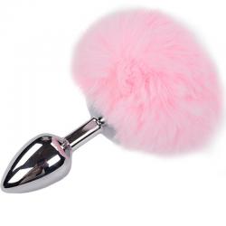 Alive - anal pleasure plug liso metal pompon rosa talla m