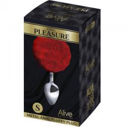 Alive - anal pleasure plug liso metal pompon rojo talla s