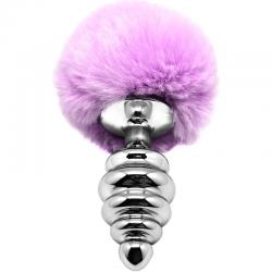 Alive - anal pleasure plug espiral metal pompon violeta talla m