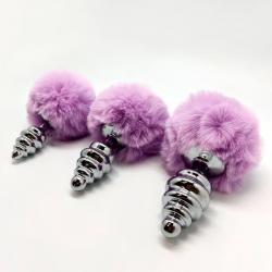 Alive - anal pleasure plug espiral metal pompon violeta talla s