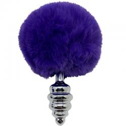 Alive - anal pleasure plug espiral metal pompon violeta oscuro talla m