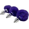 Plug Alive en espiral con pompón violeta oscuro talla M, en tres posiciones