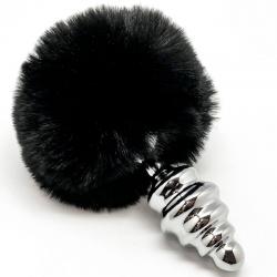 Alive - anal pleasure plug espiral metal pompon negro talla m