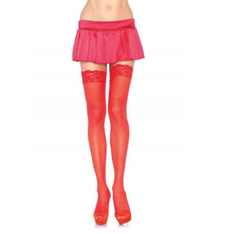 Leg avenue medias rojas con encaje superior