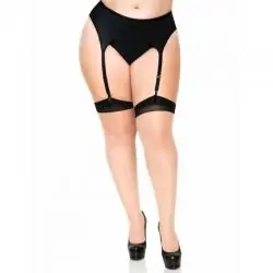 Leg avenue medias nude con tacon cubano y costura trasera plus